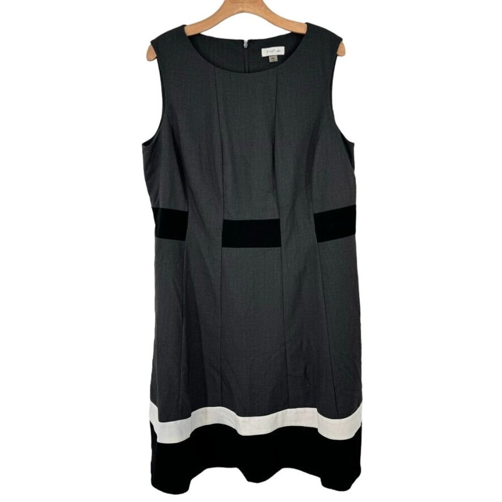 Calvin Klein Women's Sleeveless Colorblock Dress Gray/Black/White Size 16W
